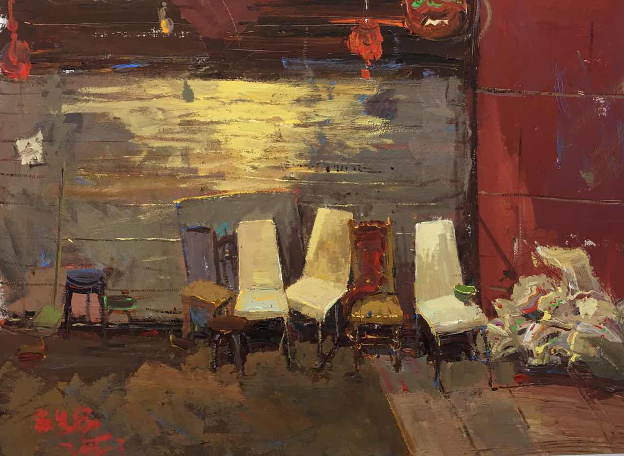 色彩場(chǎng)景一排椅子范畫賞析