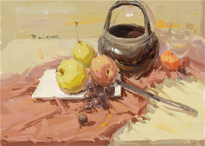 色彩靜物罐子水果范畫賞析