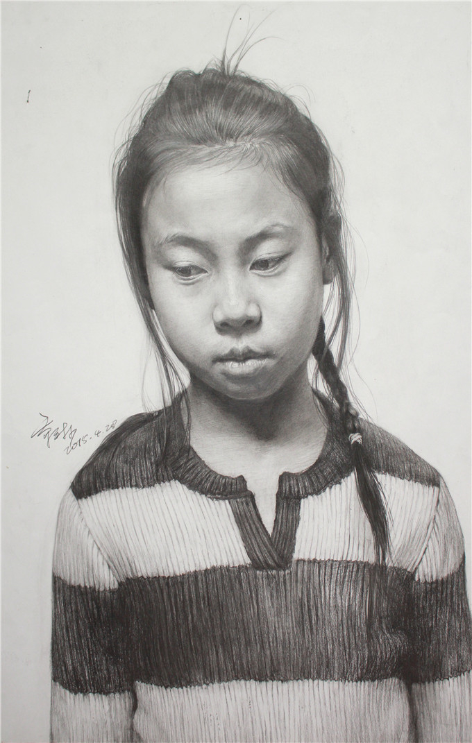 素描人像憂郁女孩范畫賞析