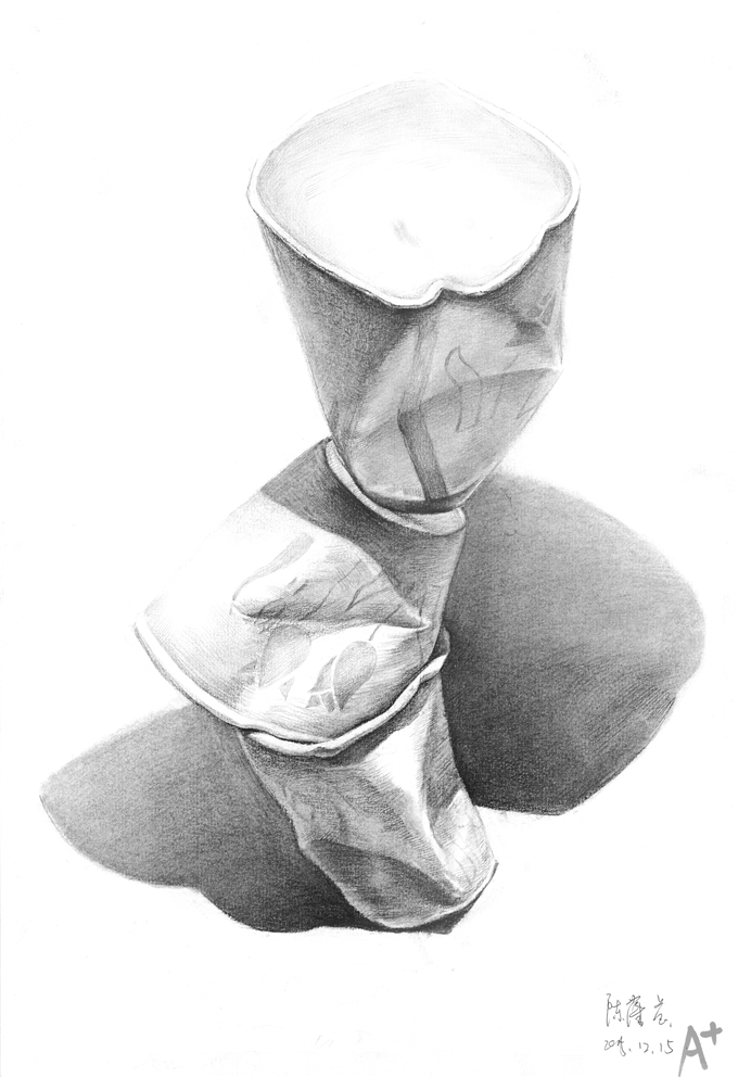 設計素描疊放紙杯范畫賞析