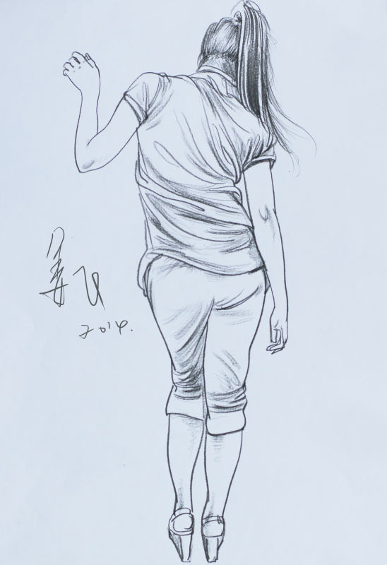 人物速寫少女背影范畫賞析