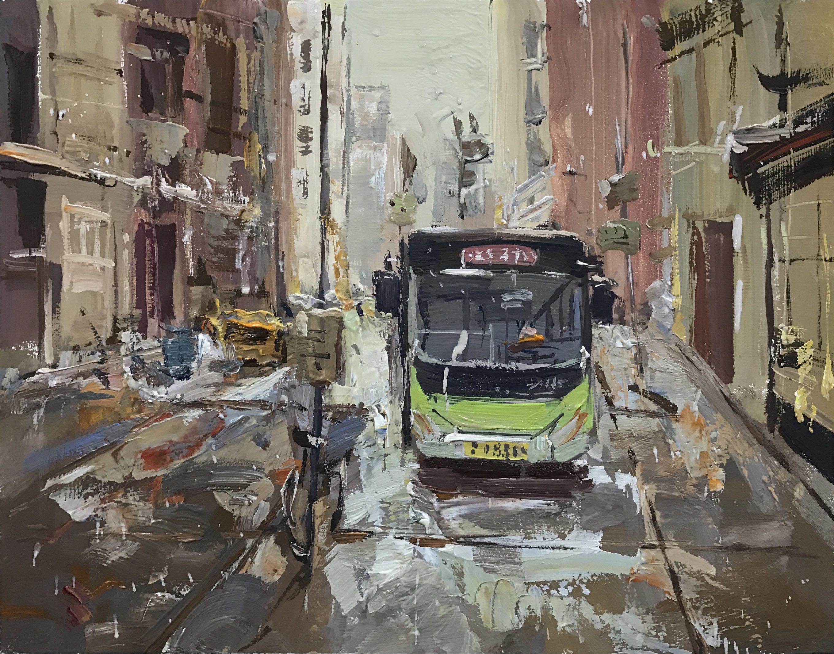 色彩場景街道公交范畫賞析