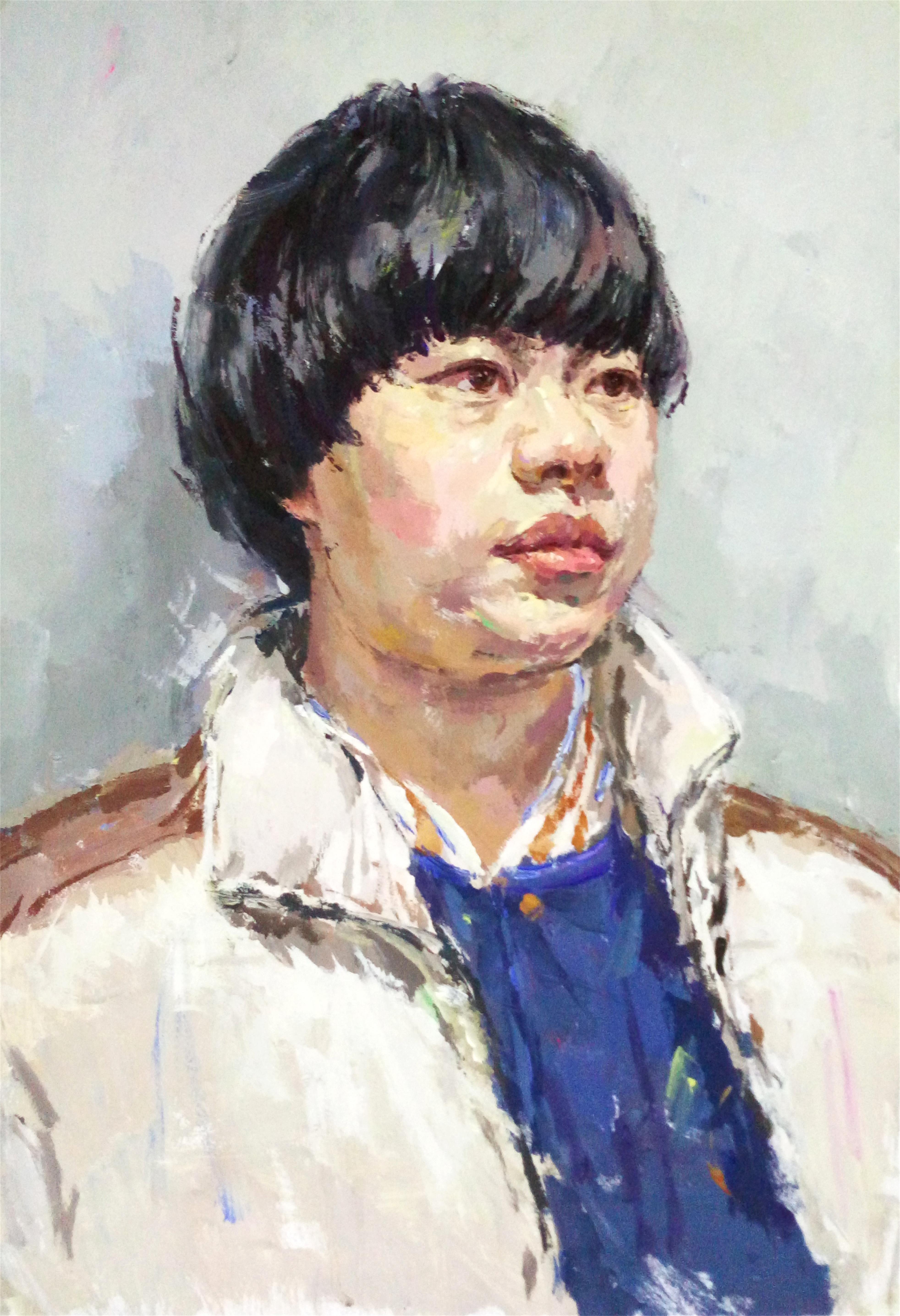 色彩頭像劉海男青年范畫賞析